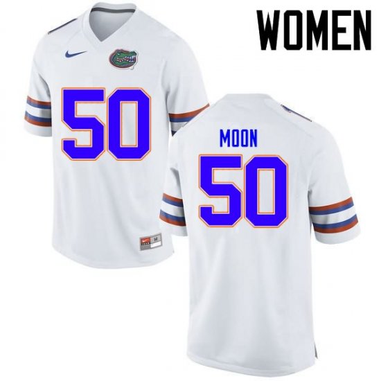 Women's Florida Gators #50 Jeremiah Moon NCAA Nike White Authentic Stitched College Football Jersey XUG8662QD